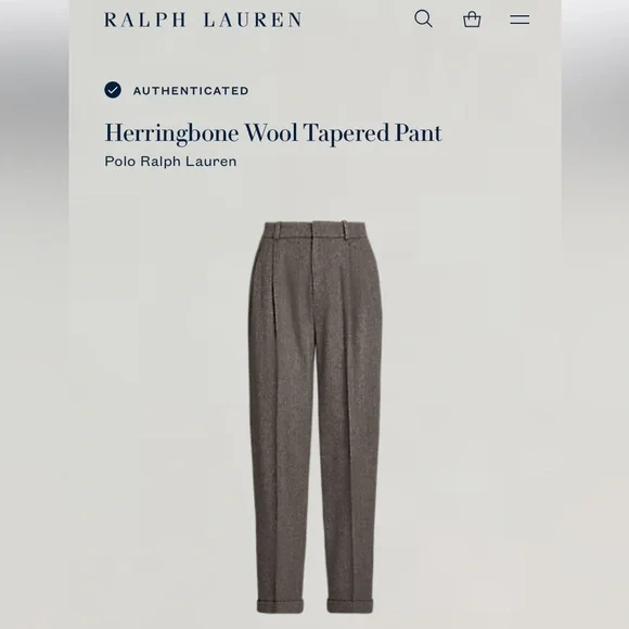 ralph lauren herringbone wool tapered pant - Picture 6 of 8